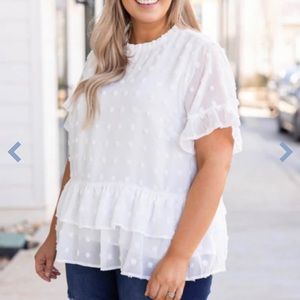 Plus size Swiss dot top